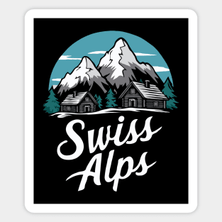 Swiss Alps. Retro Magnet